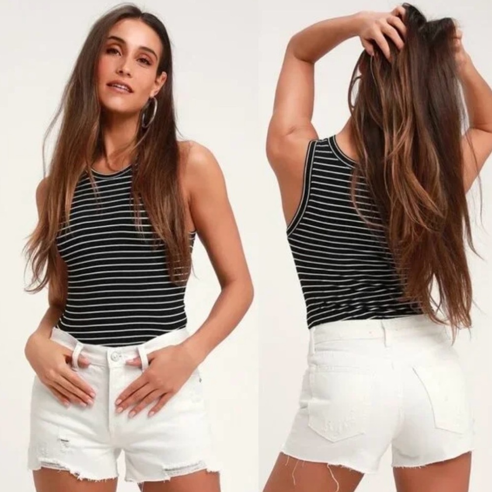 NWT | We the Free by Free People Sofia White Distressed Denim Jean Shorts